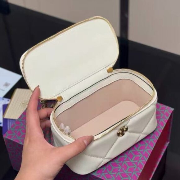 Tory Burch White Quilted Mini Bag with Gold Accents - Picture 3 of 7